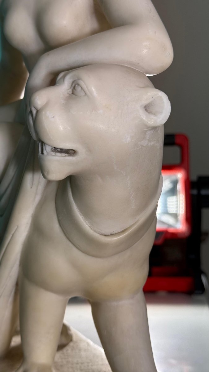 Statua raffigurante Arianna con la Pantera, Marmo Bianco Statuario di Carrara -photo-6