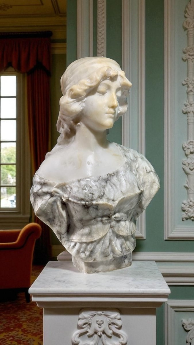 Busto raffigurante fanciulla in Marmo -photo-2