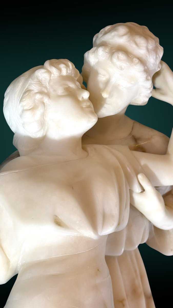 Statua Coppia Fanciulli innamorati che Danzano, Marmo Carrara & Calacatta Oro-photo-1