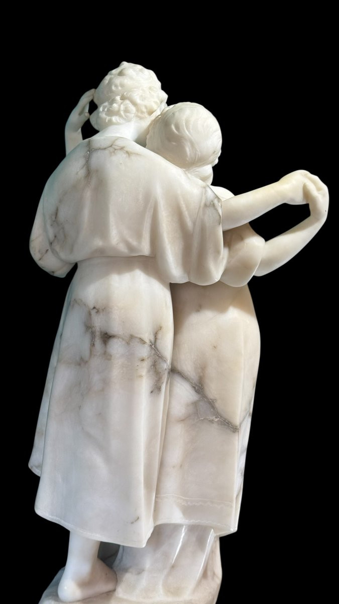 Statua Coppia Fanciulli innamorati che Danzano, Marmo Carrara & Calacatta Oro-photo-7