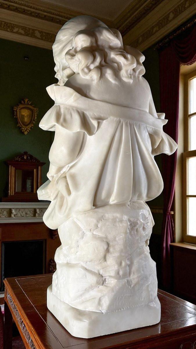 Statua raffigurante Fanciulla che legge un libro, Marmo Bianco statuario di Carrara,  Vicari -photo-5