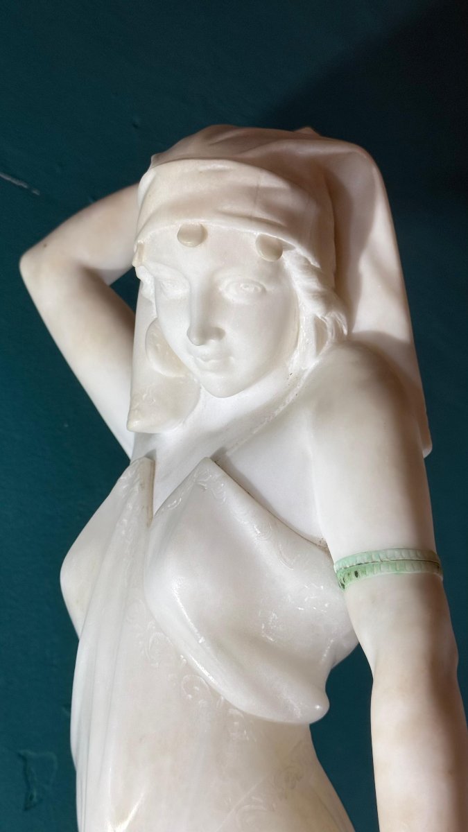 Statua giovane fanciulla con Anfora, Marmo Bianco Statuario di Carrara -photo-2