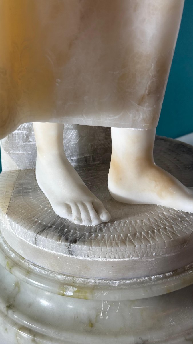 Statua giovane fanciulla con Anfora, Marmo Bianco Statuario di Carrara -photo-3