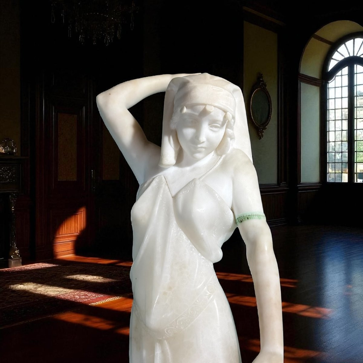 Statua giovane fanciulla con Anfora, Marmo Bianco Statuario di Carrara -photo-6