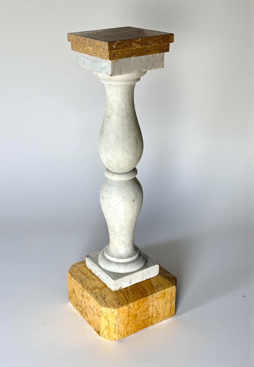 Colonna/Capitello Architettonico in Marmo Bianco Carrara e Giallo Siena 