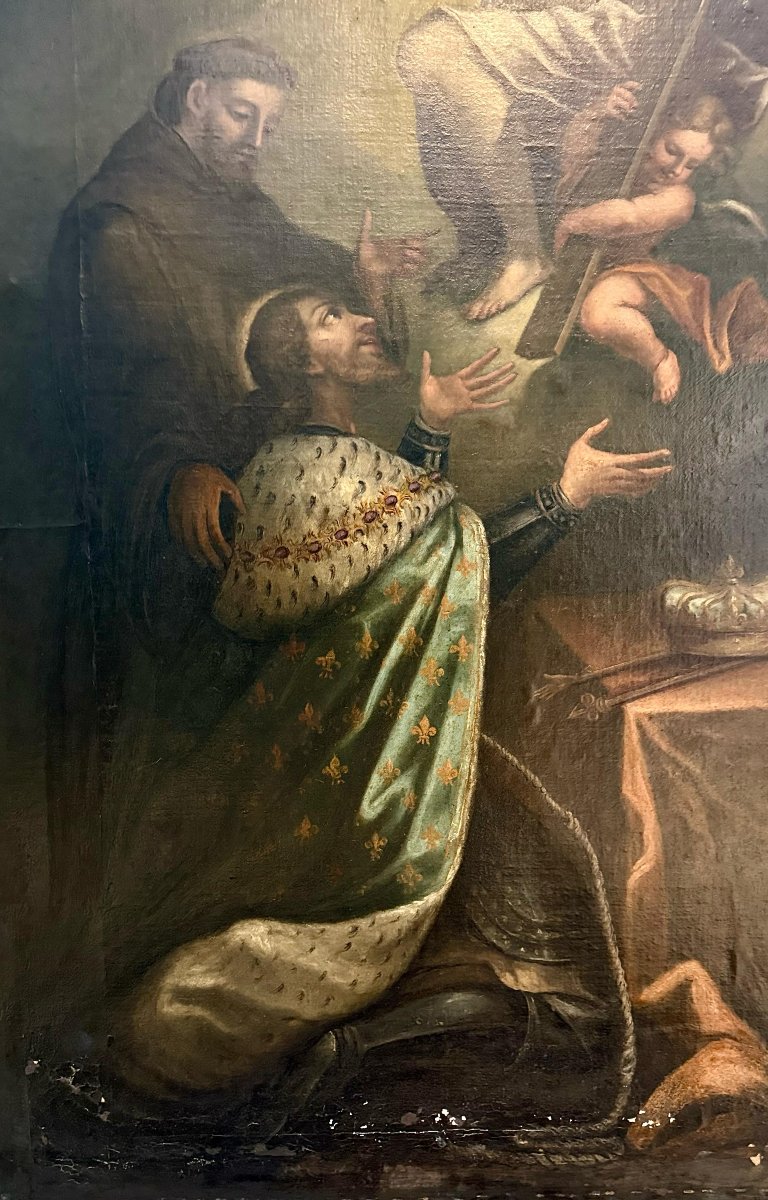 Dipinto raffigurante Cristo che appare al Re di Francia • XVII°-photo-3