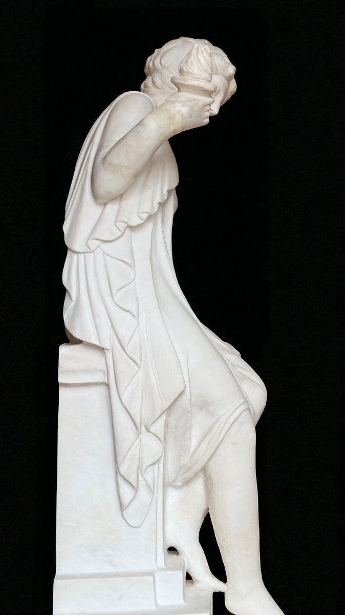 Statua raffigurante una giovane fanciulla classica, Marmo Bianco statuario di Carrara -photo-3