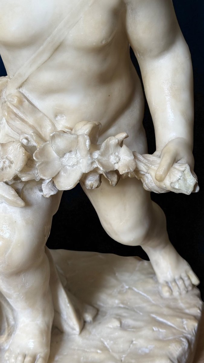 Statua Putti  che reggono una Ghirlanda di fiori, Auguste Moreau (1834-1917), Marmo Carrara -photo-4