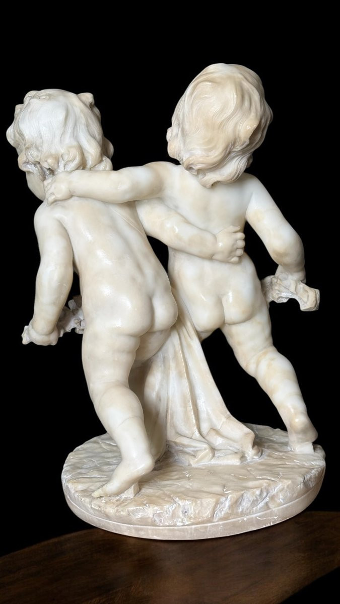 Statua Putti  che reggono una Ghirlanda di fiori, Auguste Moreau (1834-1917), Marmo Carrara -photo-8