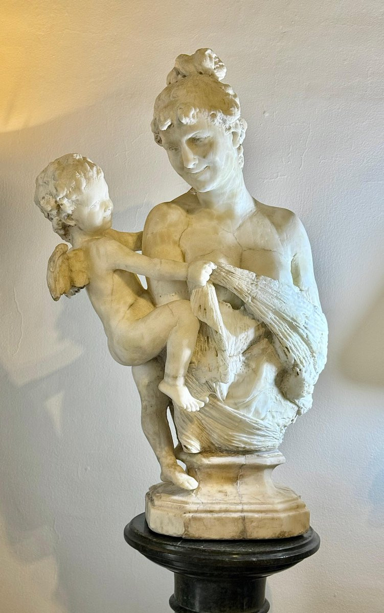 Statua Fanciulla con Eros, Marmo Bianco statuario di Carrara -photo-8