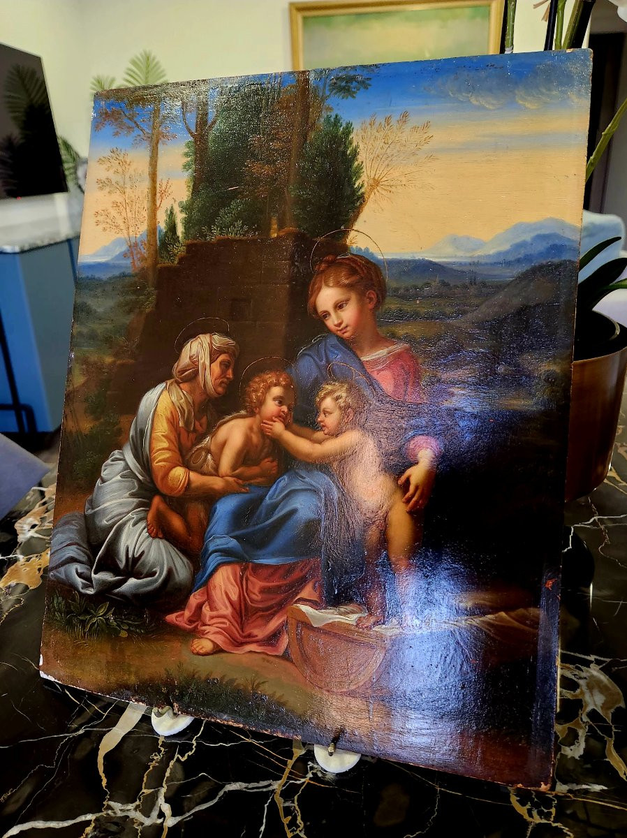 Dipinto Antico Maternità da Raffaello XVIII° -photo-4