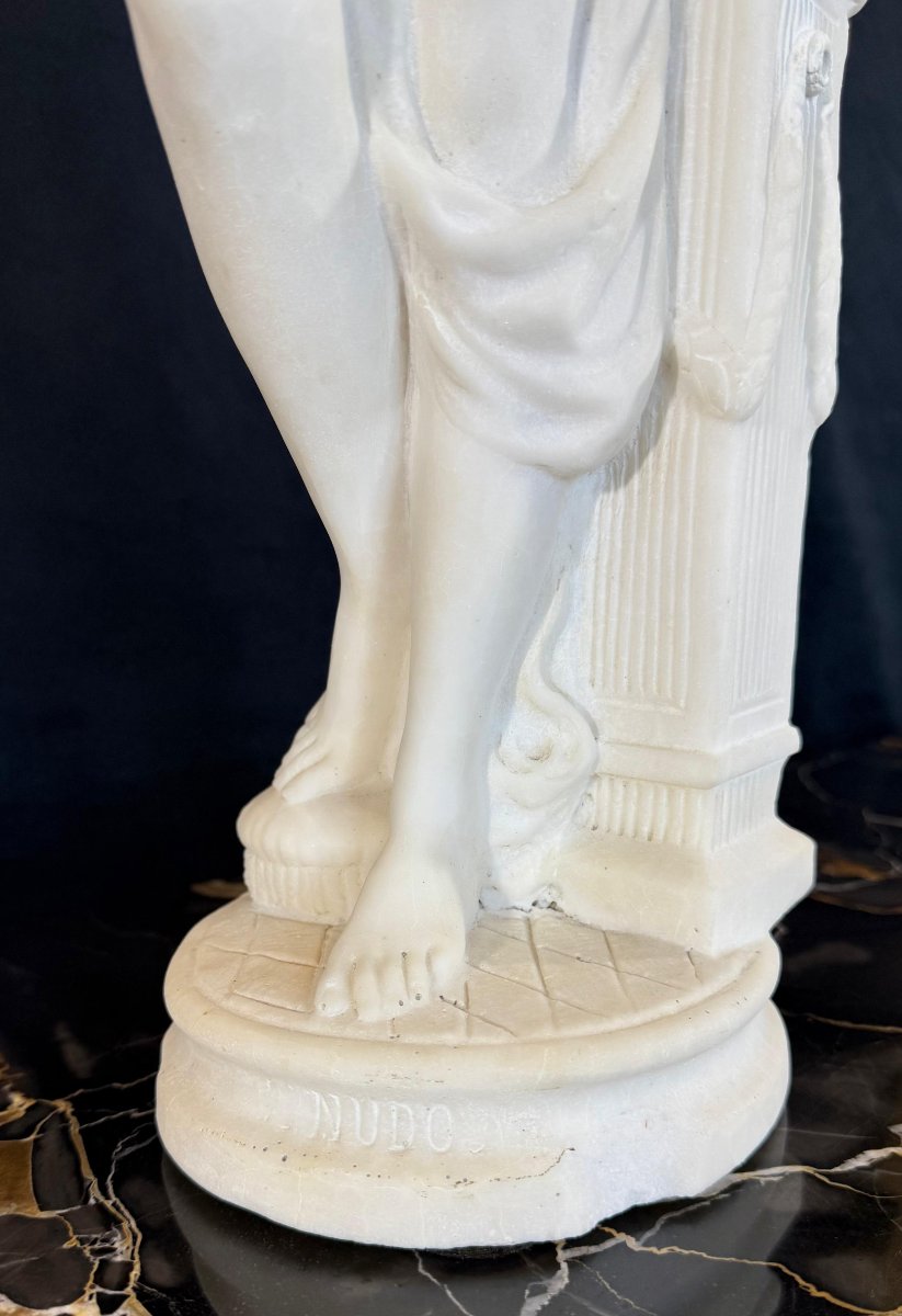 Statua raffigurante una Fanciulla Nuda in Marmo Bianco Statuario di Carrara -photo-6