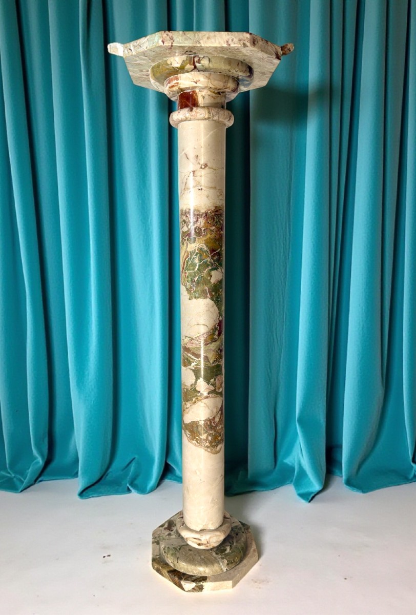 Colonna in Marmo Rosso e Bianco