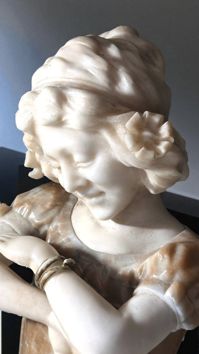 Busto giovane fanciulla Artdecò, Marmo e Onice -photo-3