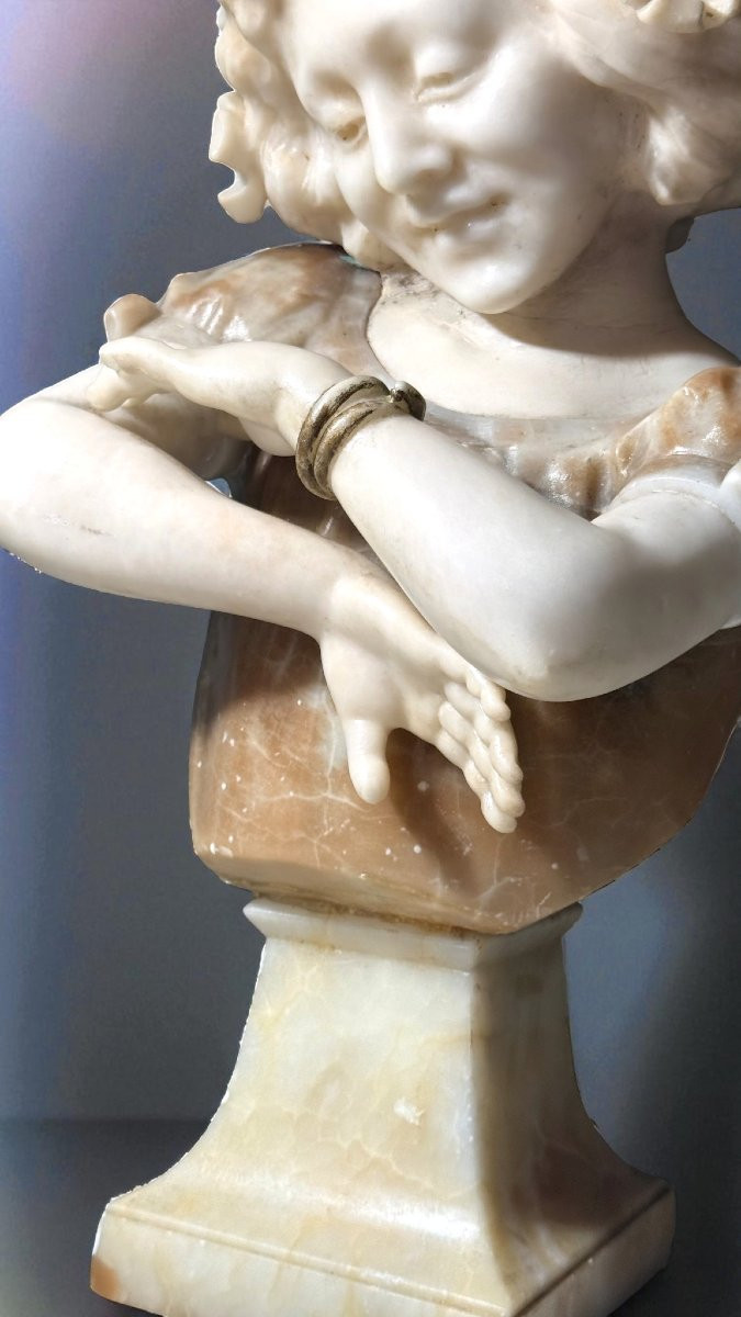 Busto giovane fanciulla Artdecò, Marmo e Onice -photo-4