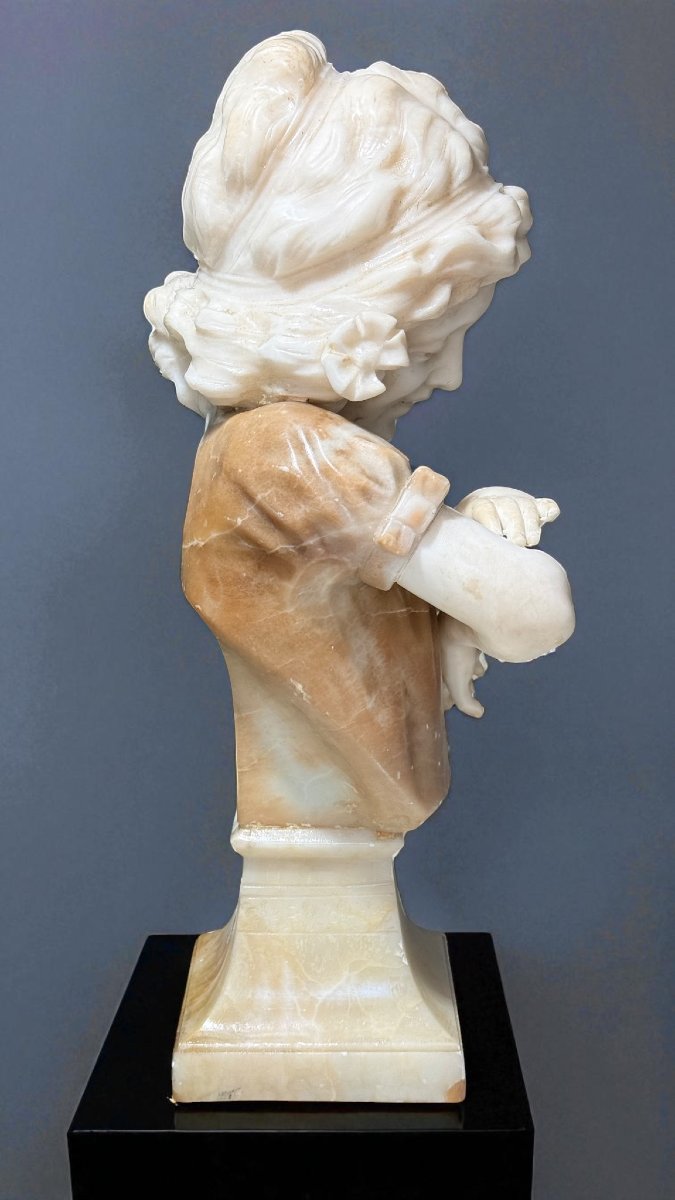 Busto giovane fanciulla Artdecò, Marmo e Onice -photo-5