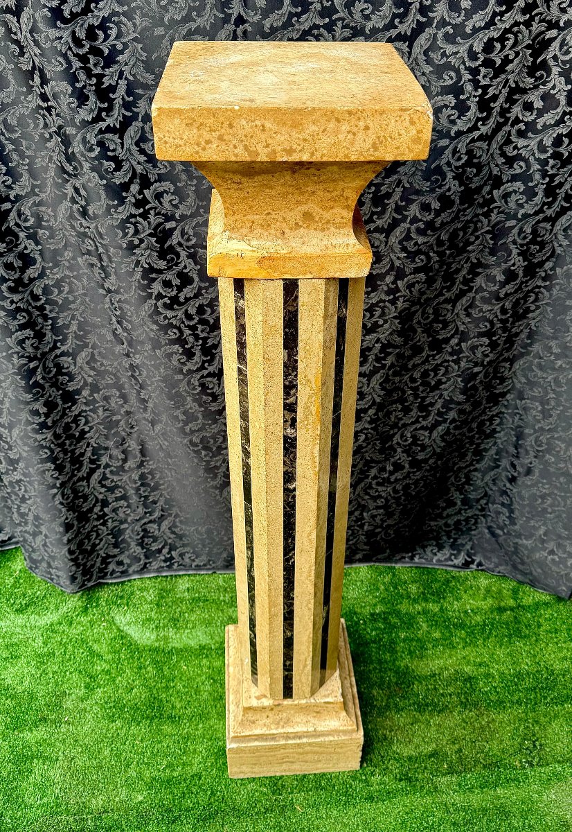 Colonna in Marmo Travertino e Marmo Nero -photo-6