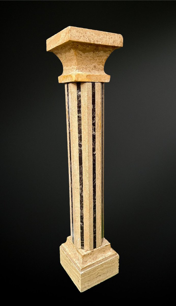 Colonna in Marmo Travertino e Marmo Nero -photo-8