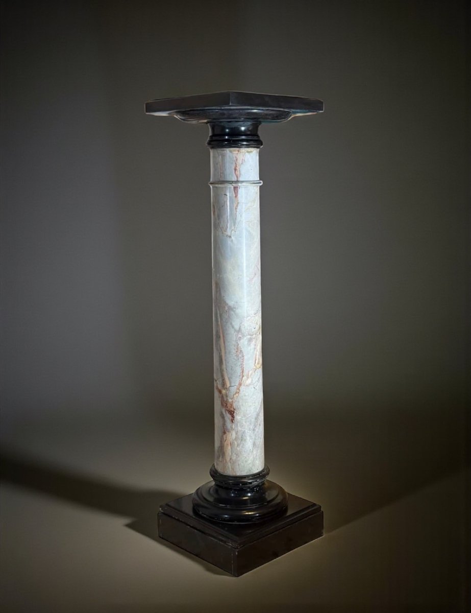 Colonna/Capitello in Marmo Brecciato e Marmo Nero Belgio -photo-2