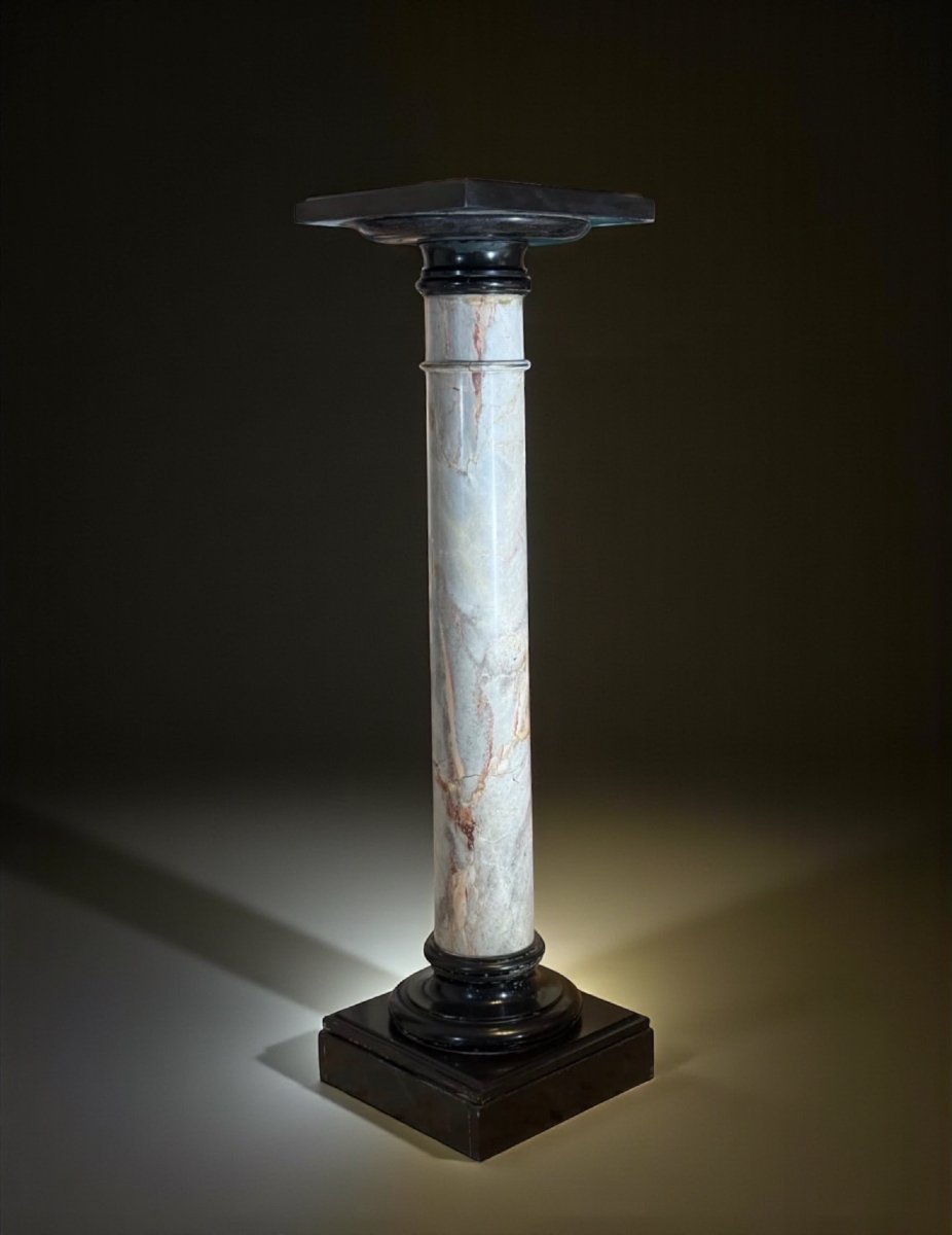 Colonna/Capitello in Marmo Brecciato e Marmo Nero Belgio -photo-3