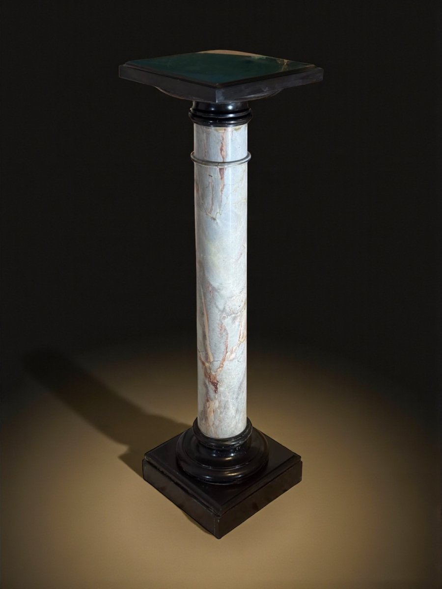 Colonna/Capitello in Marmo Brecciato e Marmo Nero Belgio -photo-2