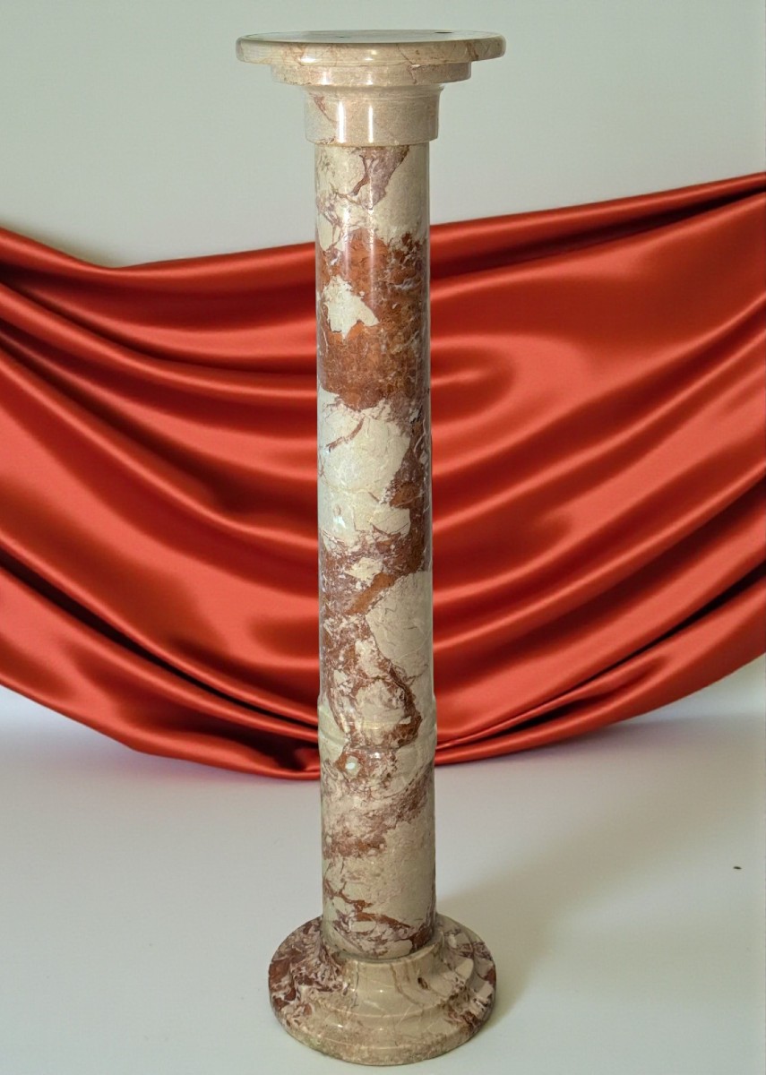 Colonna in Marmo Rosso e Bianco 