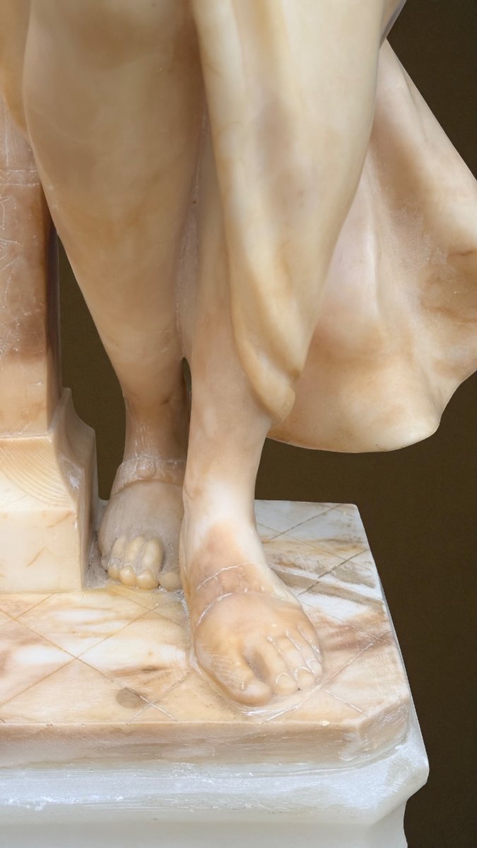 Statua raffigurante una Dama Egizia con una brocca in mano,vicino a una fontana, Marmo -photo-4