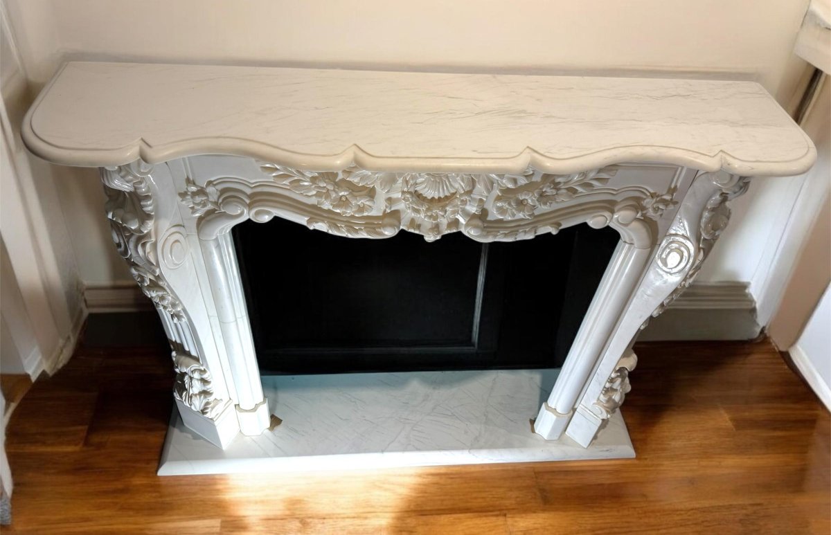 Cornice da Camino in Marmo Bianco statuario di Carrara -photo-2