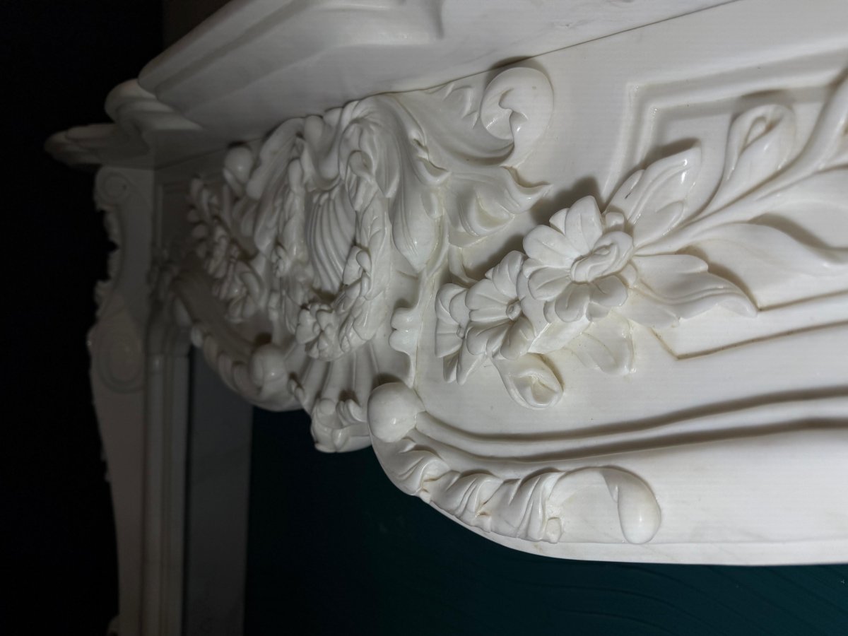 Cornice da Camino in Marmo Bianco statuario di Carrara -photo-3