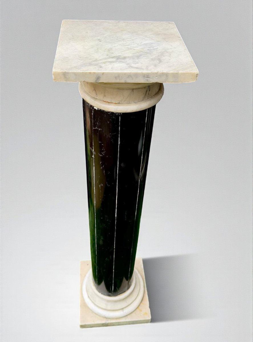 Colonna in Marmo Nero e Marmo Bianco Carrara -photo-1