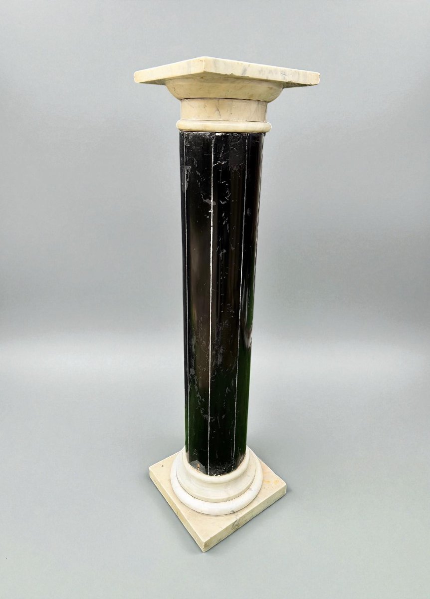 Colonna in Marmo Nero e Marmo Bianco Carrara -photo-2