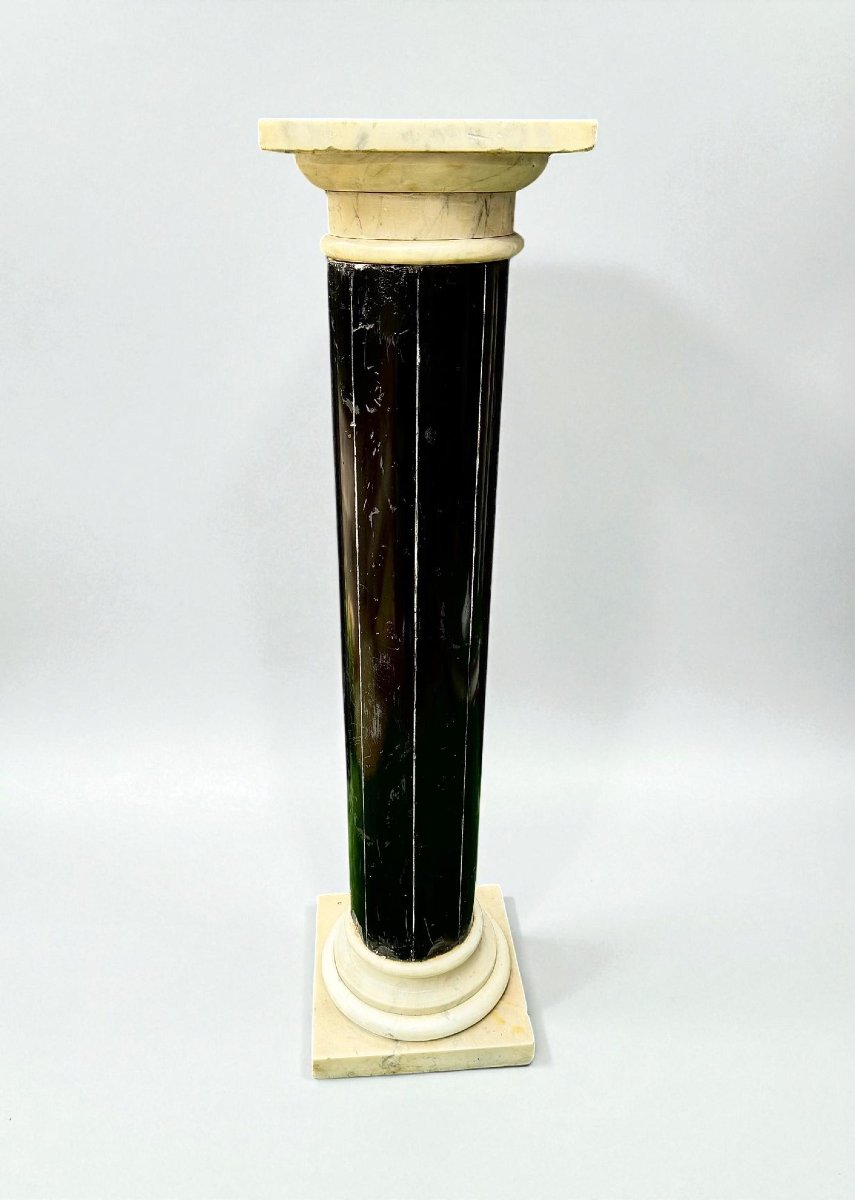 Colonna in Marmo Nero e Marmo Bianco Carrara -photo-3