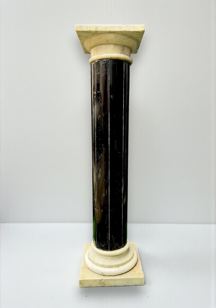 Colonna in Marmo Nero e Marmo Bianco Carrara -photo-4