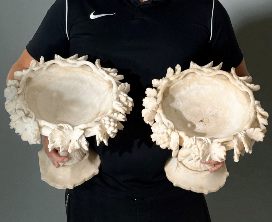 Coppia di Vasi scolpiti in Marmo -photo-2