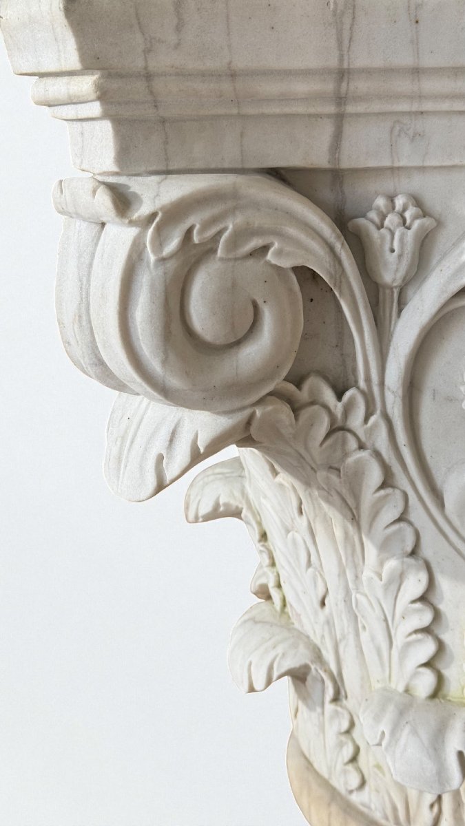 Coppia Capitelli Corinzi in Marmo Bianco Statuario di Carrara -photo-4