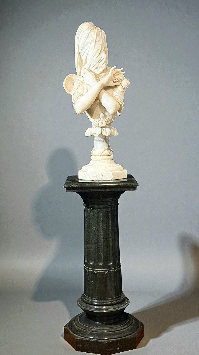 Busto Dama Velata, scultore Cesare Lapini, Marmo Carrara -photo-4