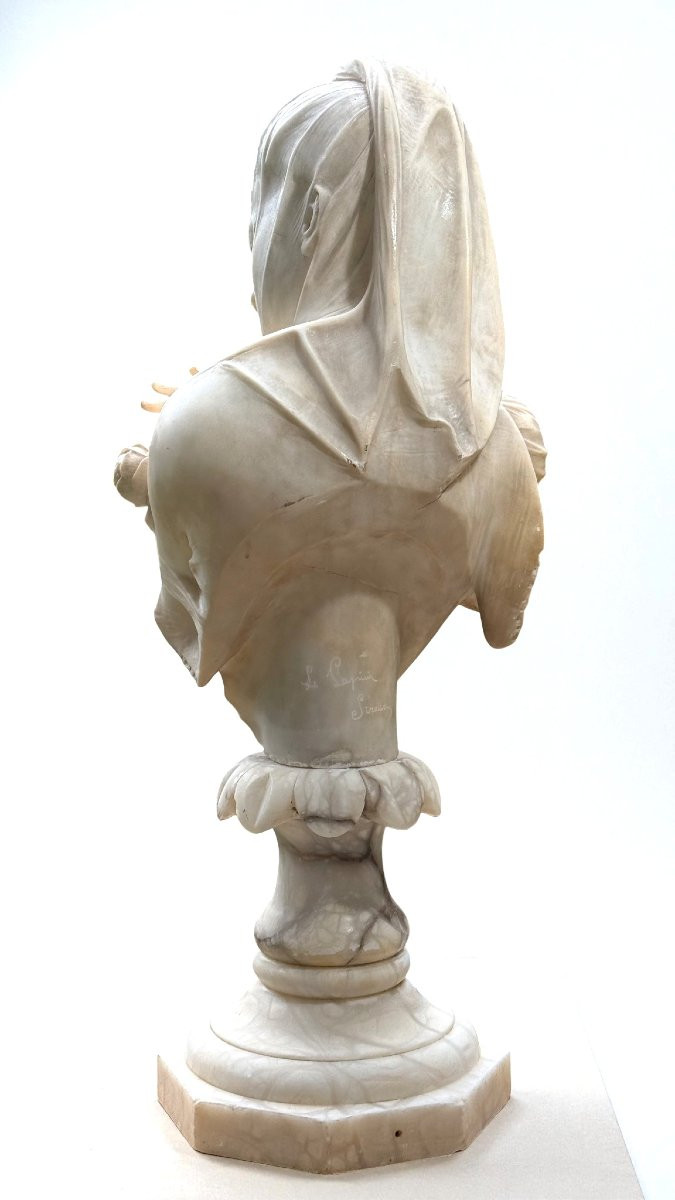 Busto Dama Velata, scultore Cesare Lapini, Marmo Carrara -photo-4