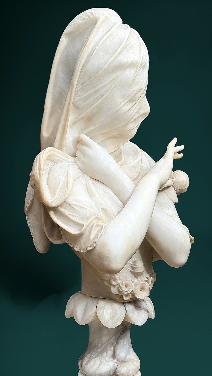 Busto Dama Velata, scultore Cesare Lapini, Marmo Carrara -photo-8