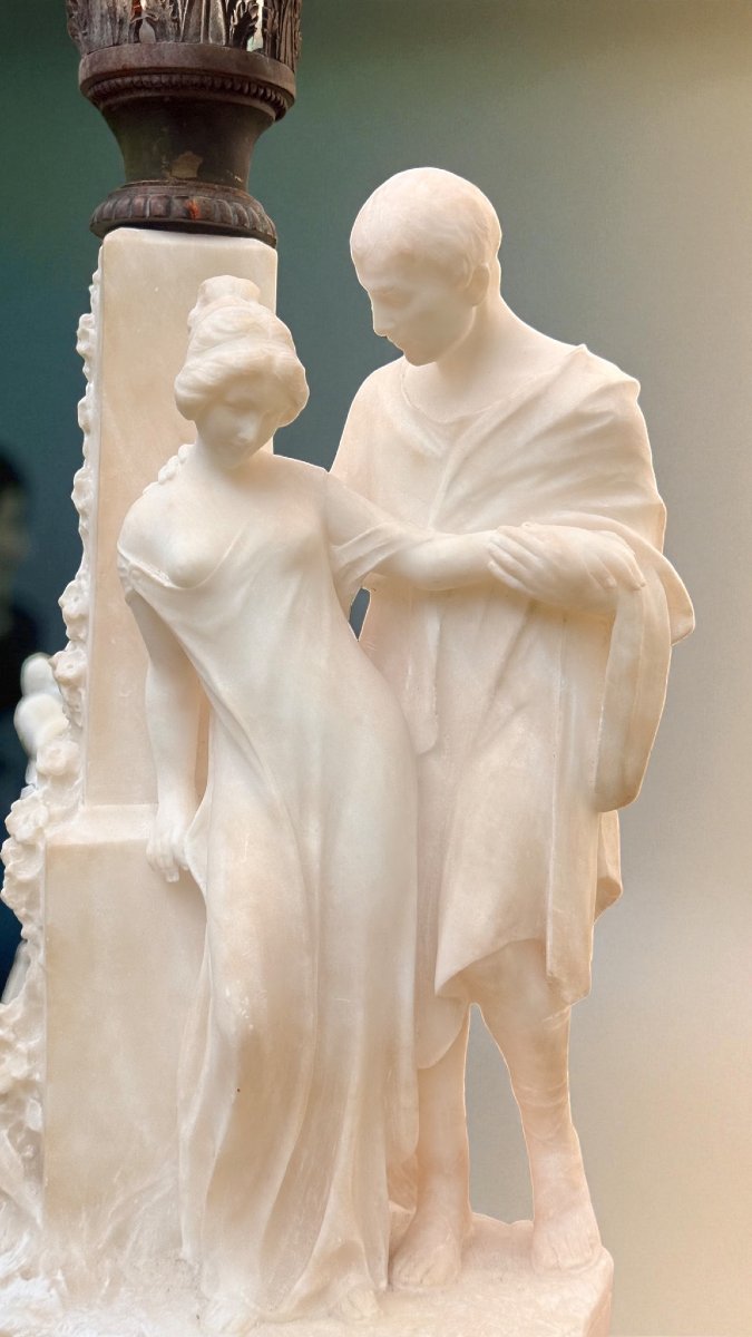 Statua Coppia di Fanciulli Innamorati, Marmo -photo-3