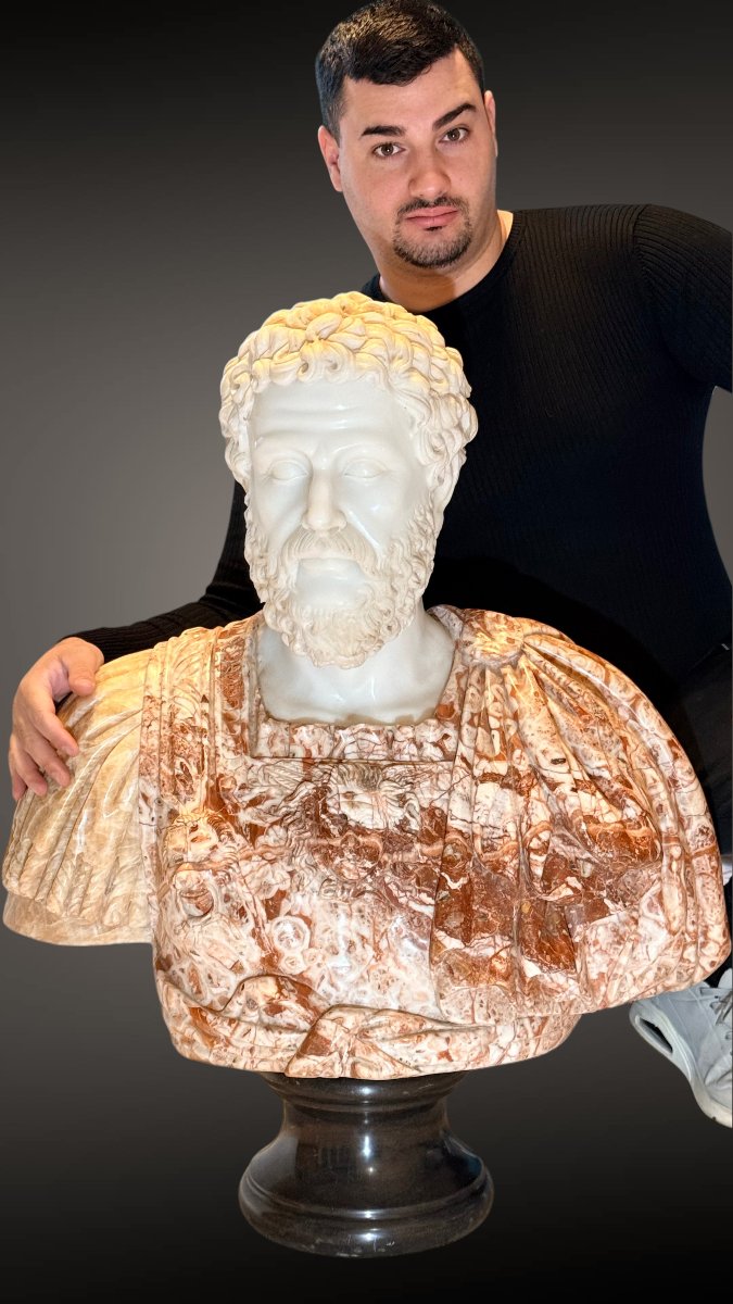 Busto raffigurante Imperatore Adriano, marmi rari -photo-2