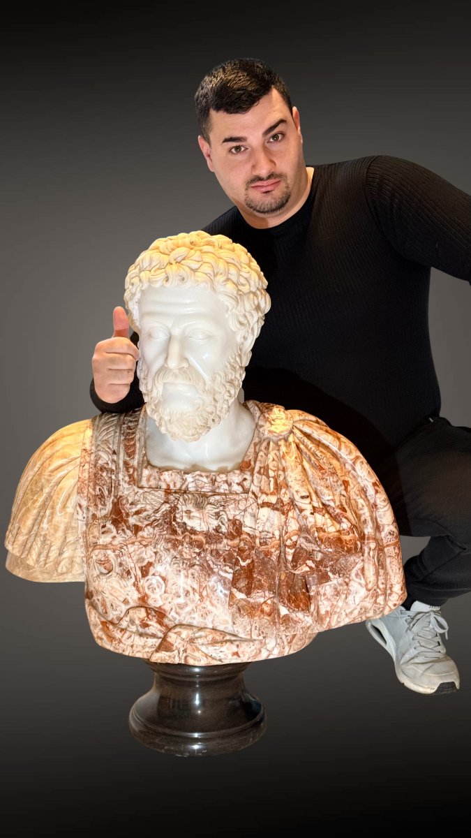 Busto raffigurante Imperatore Adriano, marmi rari -photo-3
