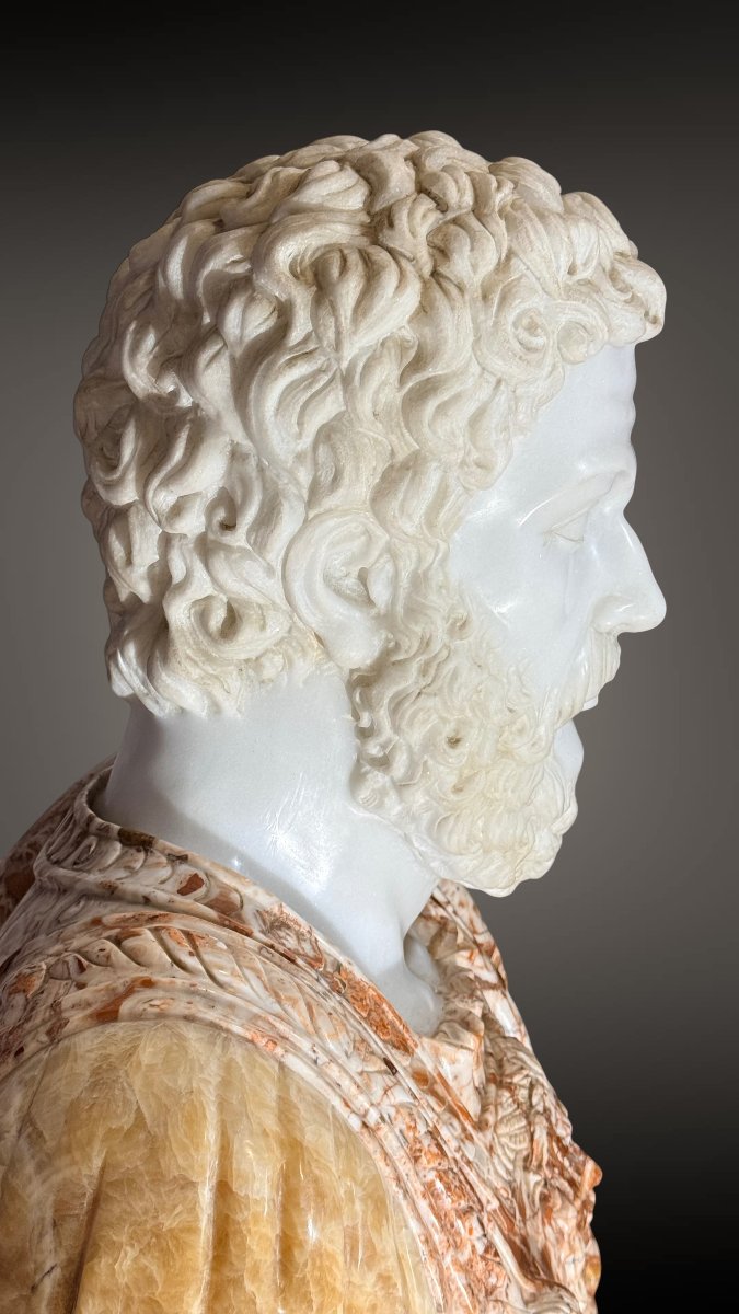 Busto raffigurante Imperatore Adriano, marmi rari -photo-2