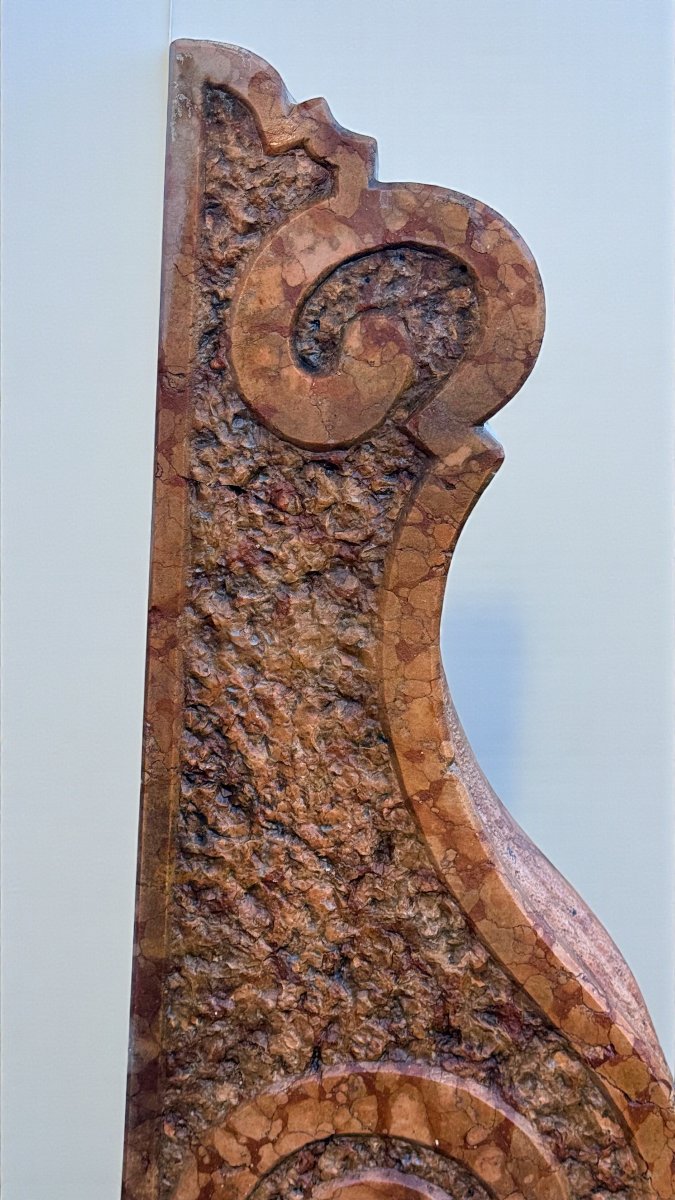 Coppia di Elementi Architettonici Scolpiti a mano, Marmo Rosso VERONA, 18° secolo -photo-3