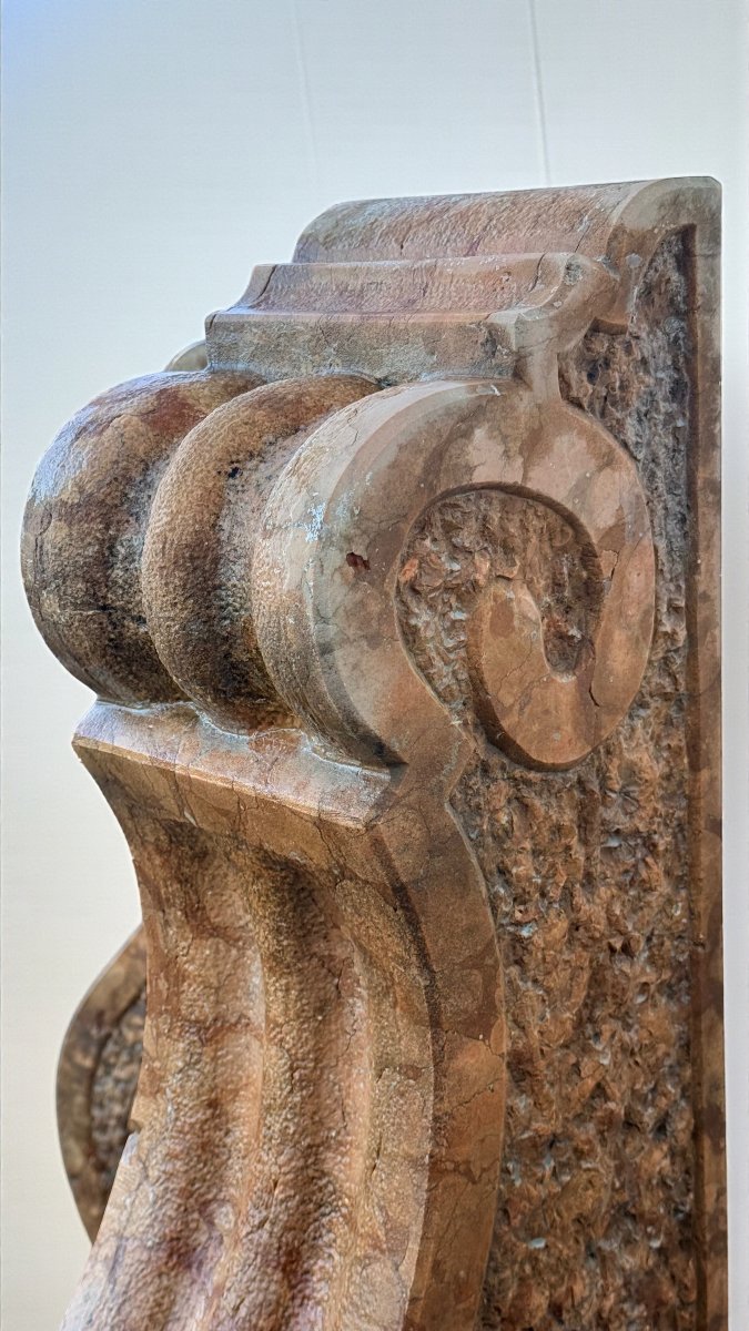 Coppia di Elementi Architettonici Scolpiti a mano, Marmo Rosso VERONA, 18° secolo -photo-5