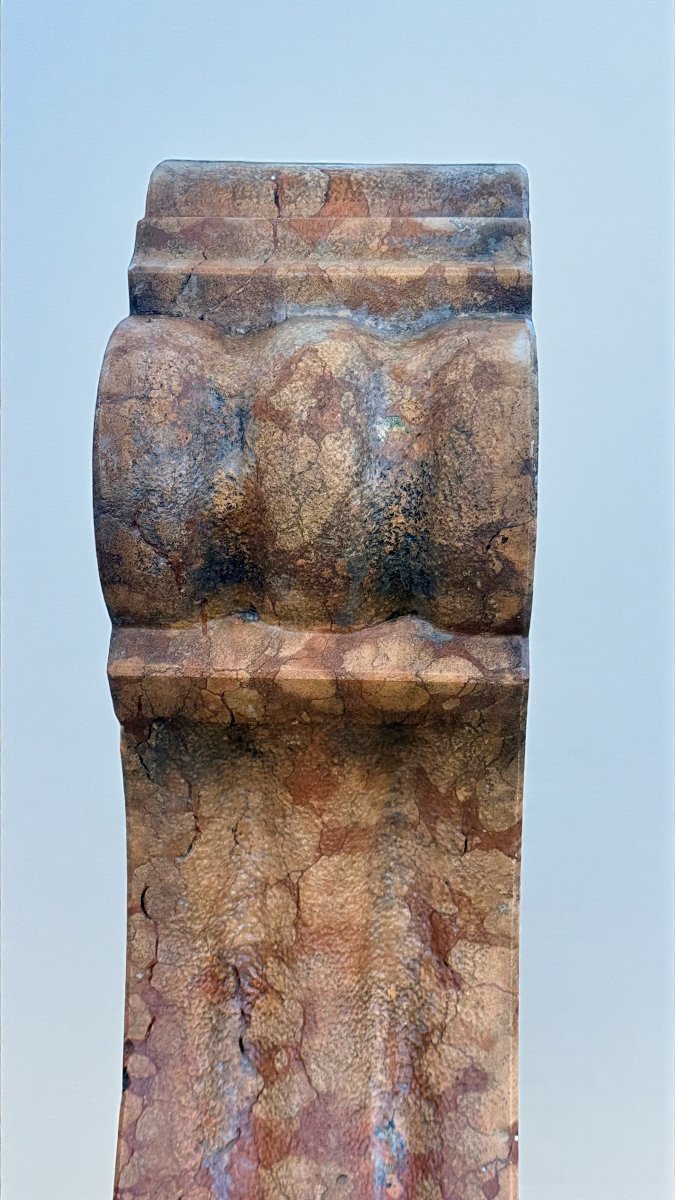 Coppia di Elementi Architettonici Scolpiti a mano, Marmo Rosso VERONA, 18° secolo -photo-6