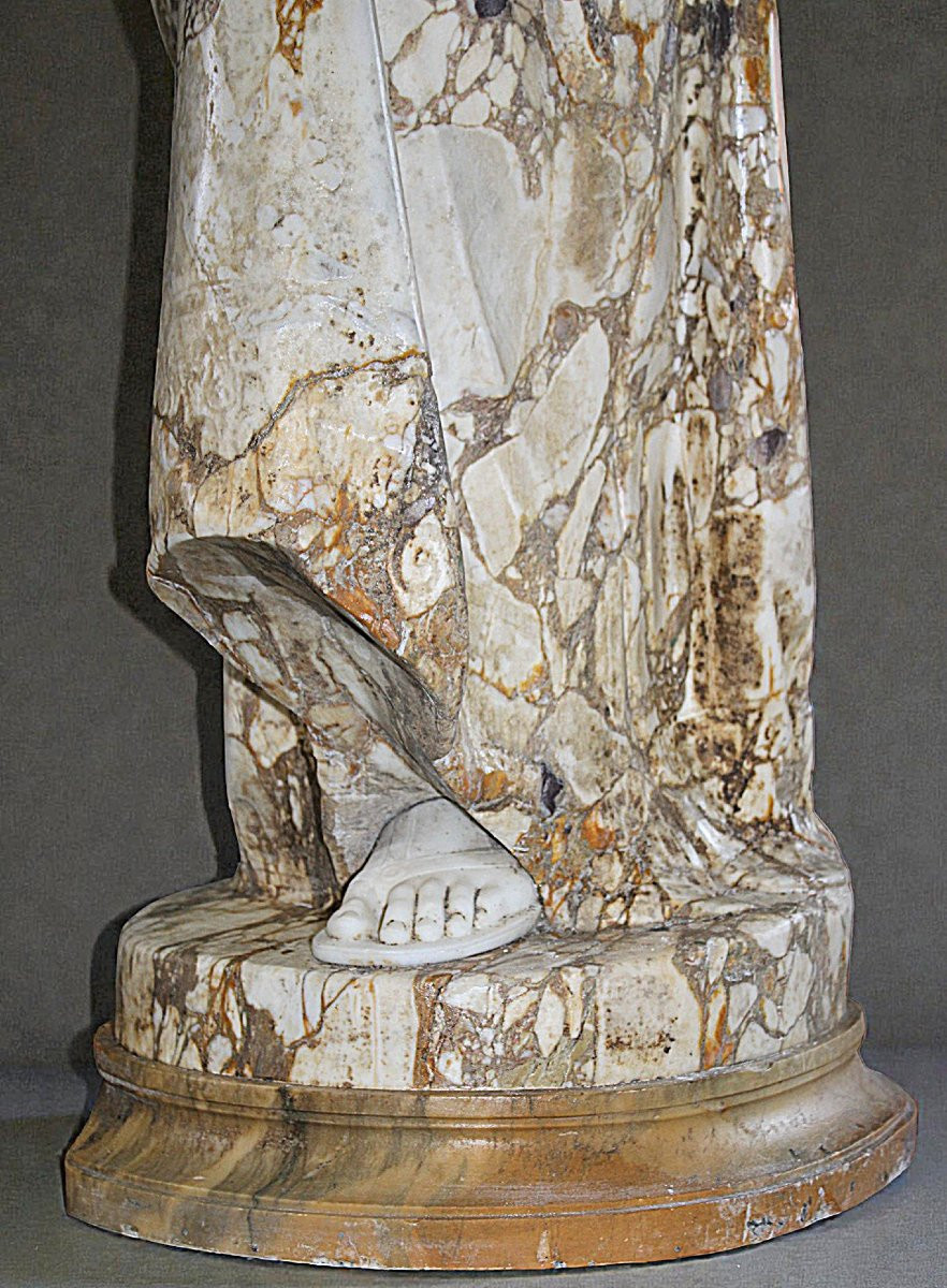 Statua Monumentale dea Greca EBE, decorata con foglie d'oro, Marmi rari, Guglielmo Pugi -photo-2