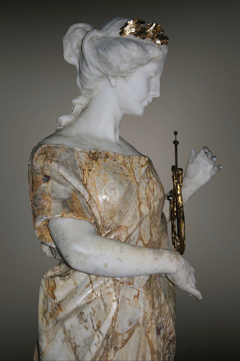 Statua Monumentale dea Greca EBE, decorata con foglie d'oro, Marmi rari, Guglielmo Pugi -photo-6