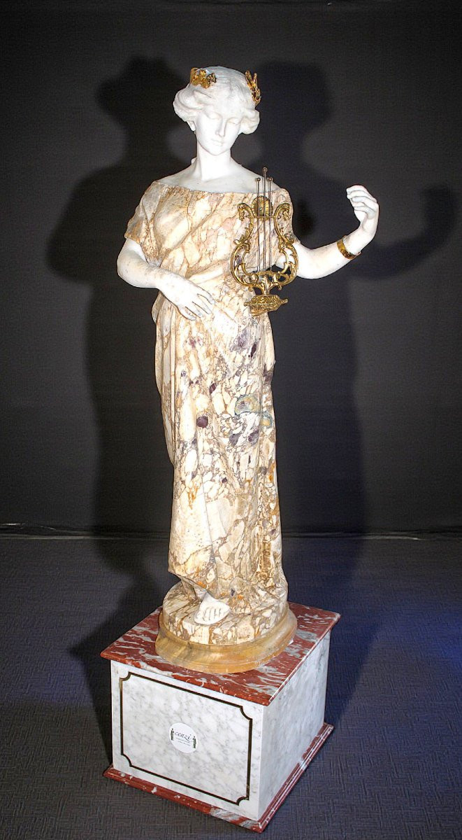 Statua Monumentale dea Greca EBE, decorata con foglie d'oro, Marmi rari, Guglielmo Pugi -photo-7