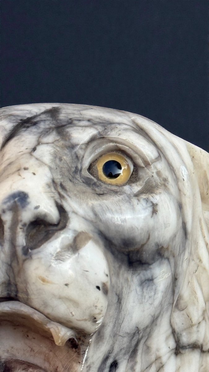 Tigre Ruggente scolpita a mano in Marmo Arabescato -photo-8