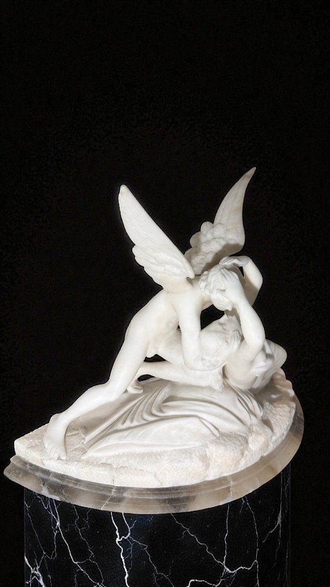 Gruppo scultoreo raffigurante Amore e Psiche, da Canova, Marmo Bianco Carrara -photo-4